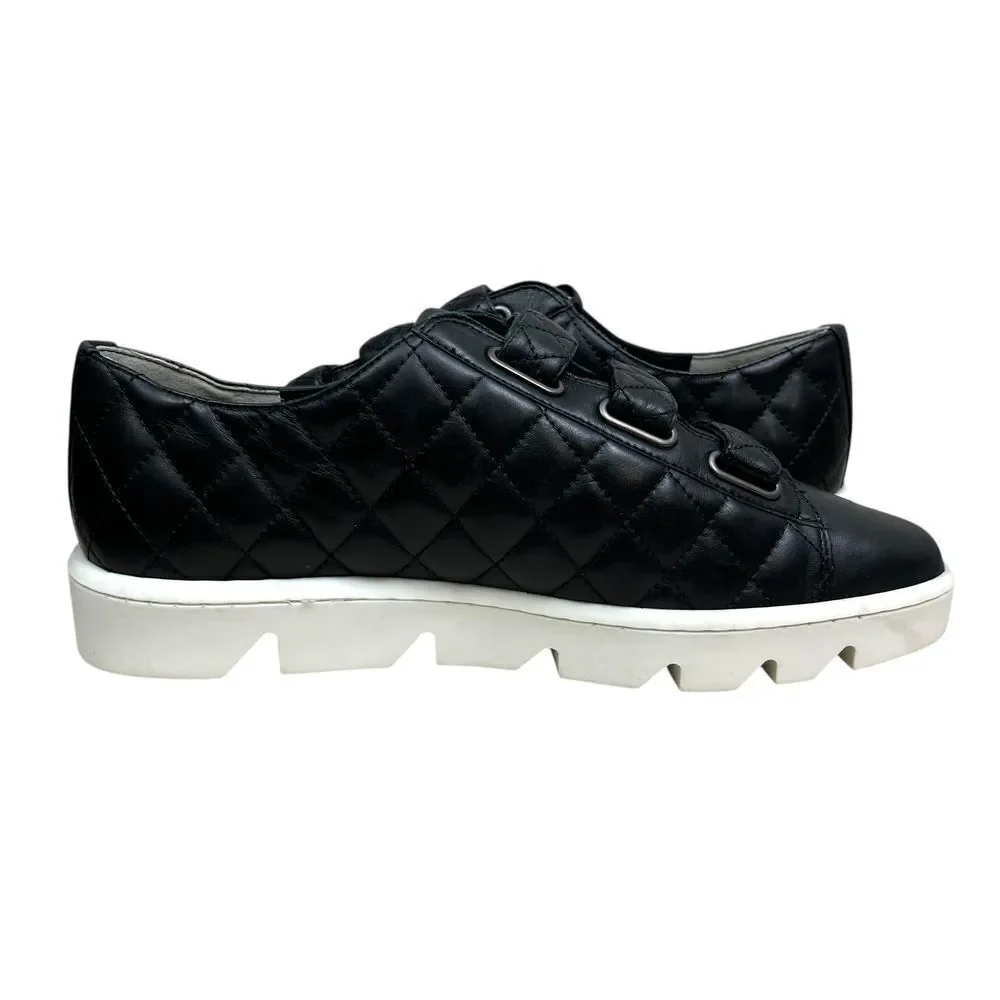 Bernardo Dillon Women Quilted Sneakers Black Leather Studded Chunky Soles Sz 10M